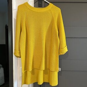 High-Low Side Slit Crewneck Sweater | All:Row | Yellow | Size: Medium